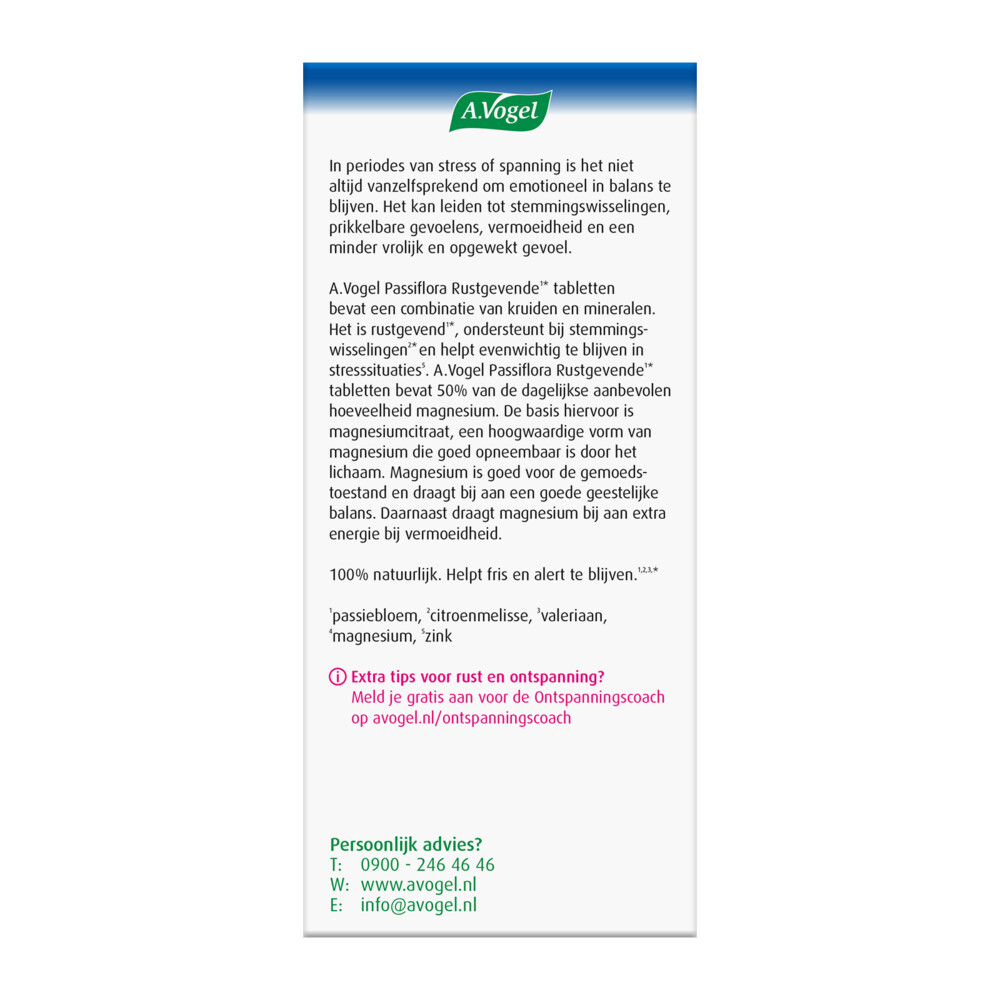 A.Vogel Passiflora Rustgevend bij Stemmingswisselingen30 tabletten