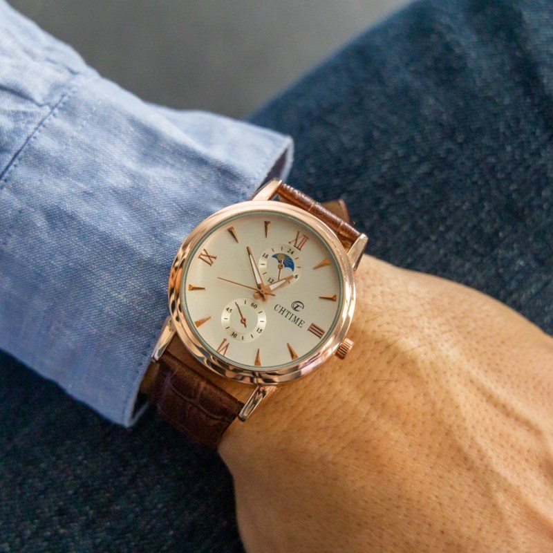 Montre Homme CHTIME bracelet Cuir Marron