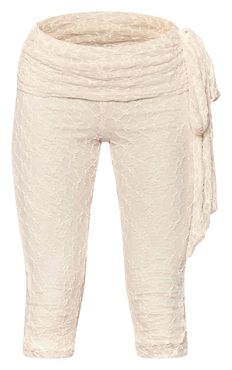 Crème Ensemble Capri En Dentelle Avec Détail De Nœud Asymétrique