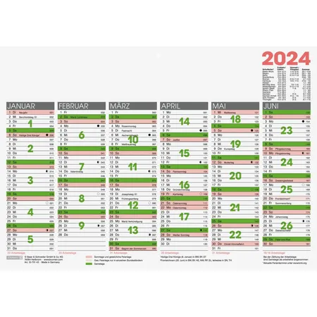 BRUNNEN Jahreskalender Tischkalender 2024 A4 quer