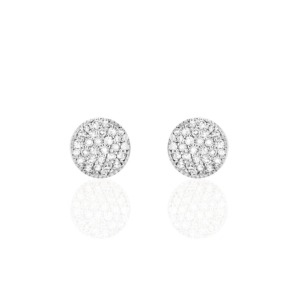 Boucles D'oreilles Puces Kristin Or Blanc Diamant