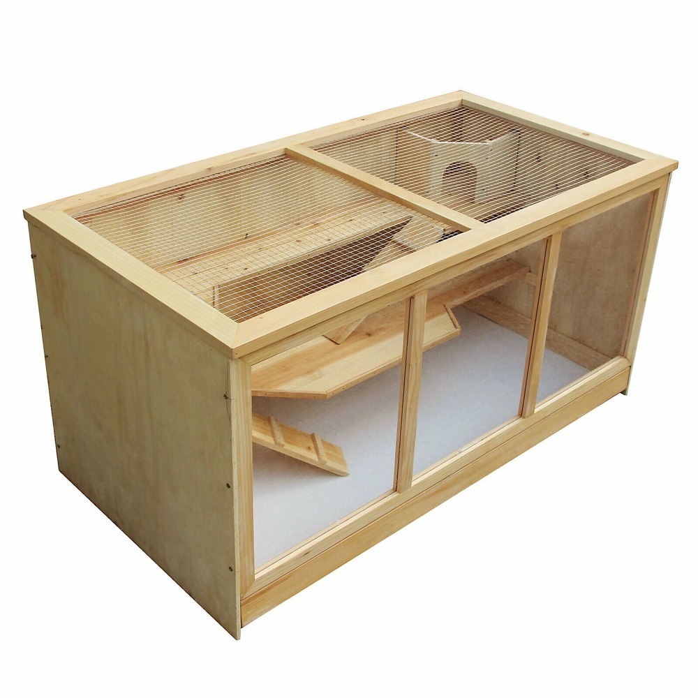 Grande cage pour hamsters petits rongeurs souris rats grange 115 cm abri bois