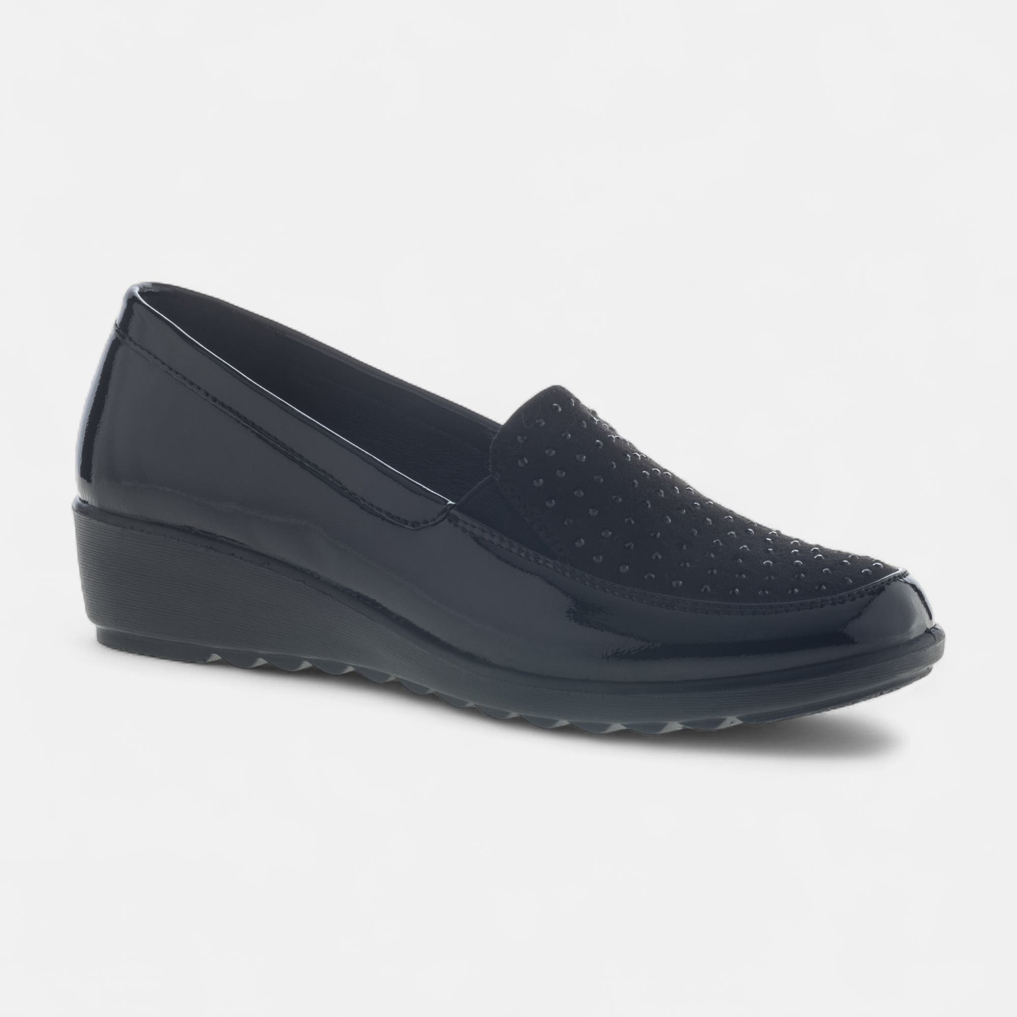 Mocassins pieds sensibles Femme noir vernis