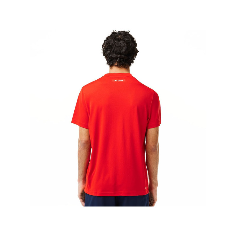 Tee-shirt tennis Lacoste piqué Ultra Dry rouge