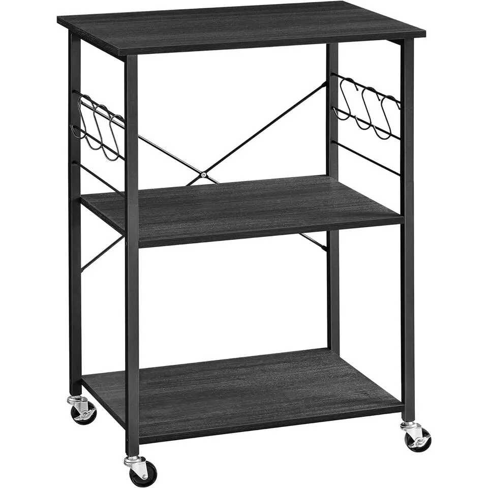 Keukentrolley - Serveerwagen - Keukentrolley op Wieltjes - 89 x 60 x 40 - Zwart