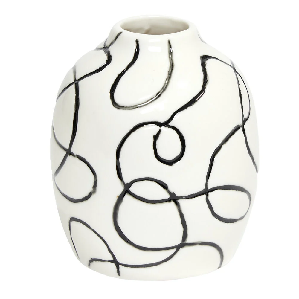 Vase en céramique motif courbe Ø7,5xH9,5cm (3 modèles)