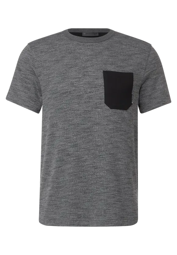 Melange Strick T-Shirt - stone grey melange