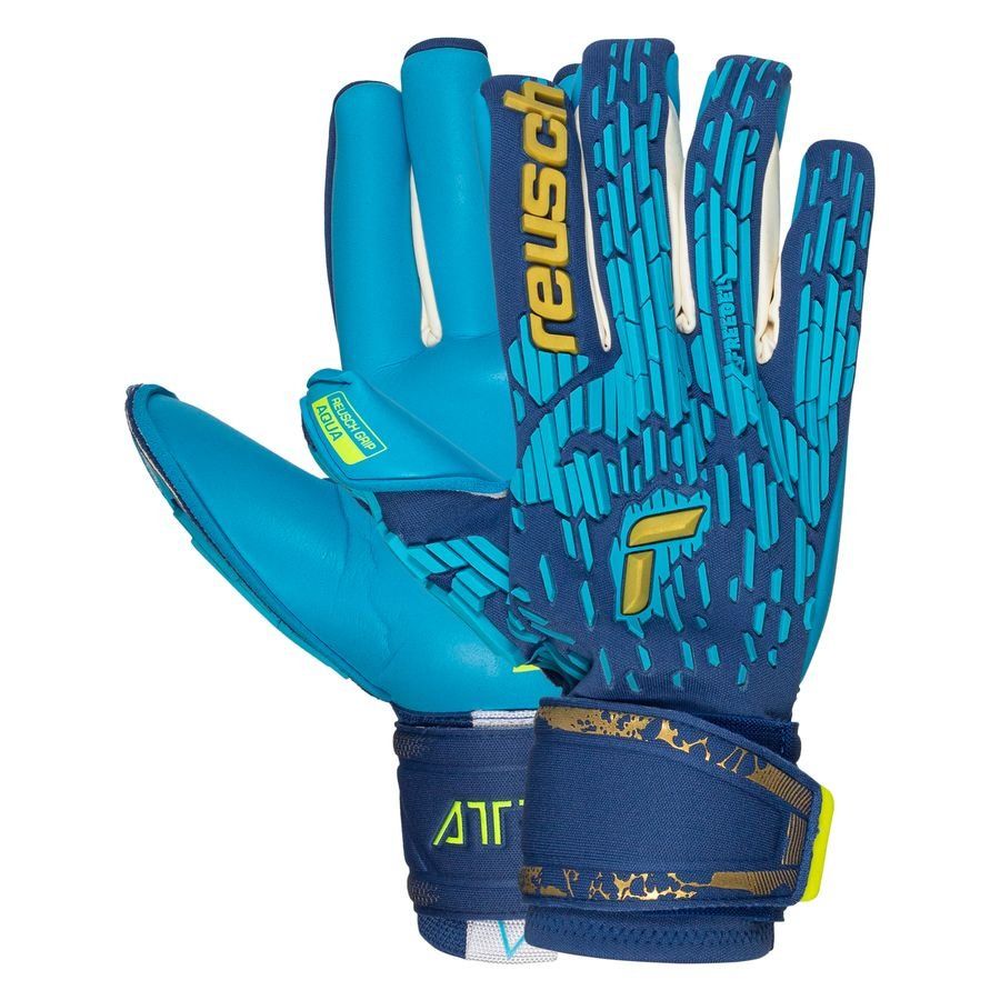 Reusch Gants de Gardien Attrakt FreeGel Aqua Windproof - Bleu/Doré/Bleu