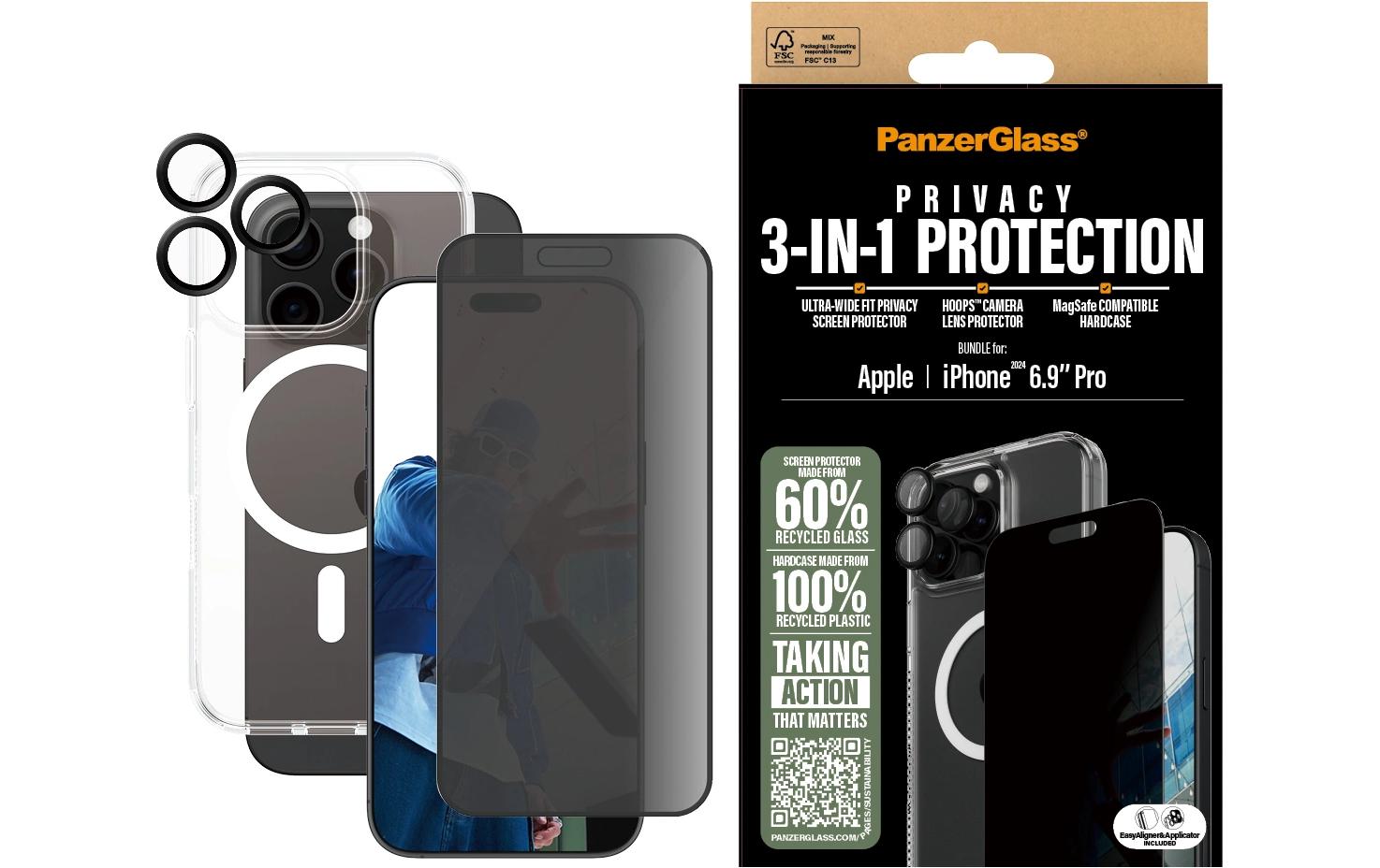 Displayschutz 3-in-1 Privacy iPhone 16 Pro MaxPrivacy Set 3-in-1 für das Apple iPhone 16 Pro Max