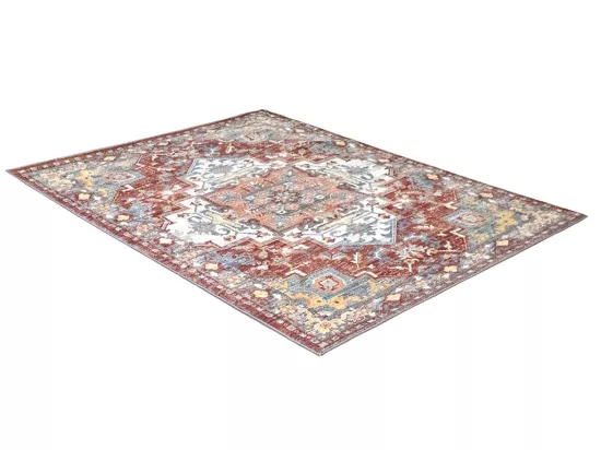 Tapis oriental vintage - 200 x 290 cm - Rouge et bleu - KALYAN