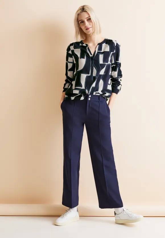 Bluse mit Print - deep blue