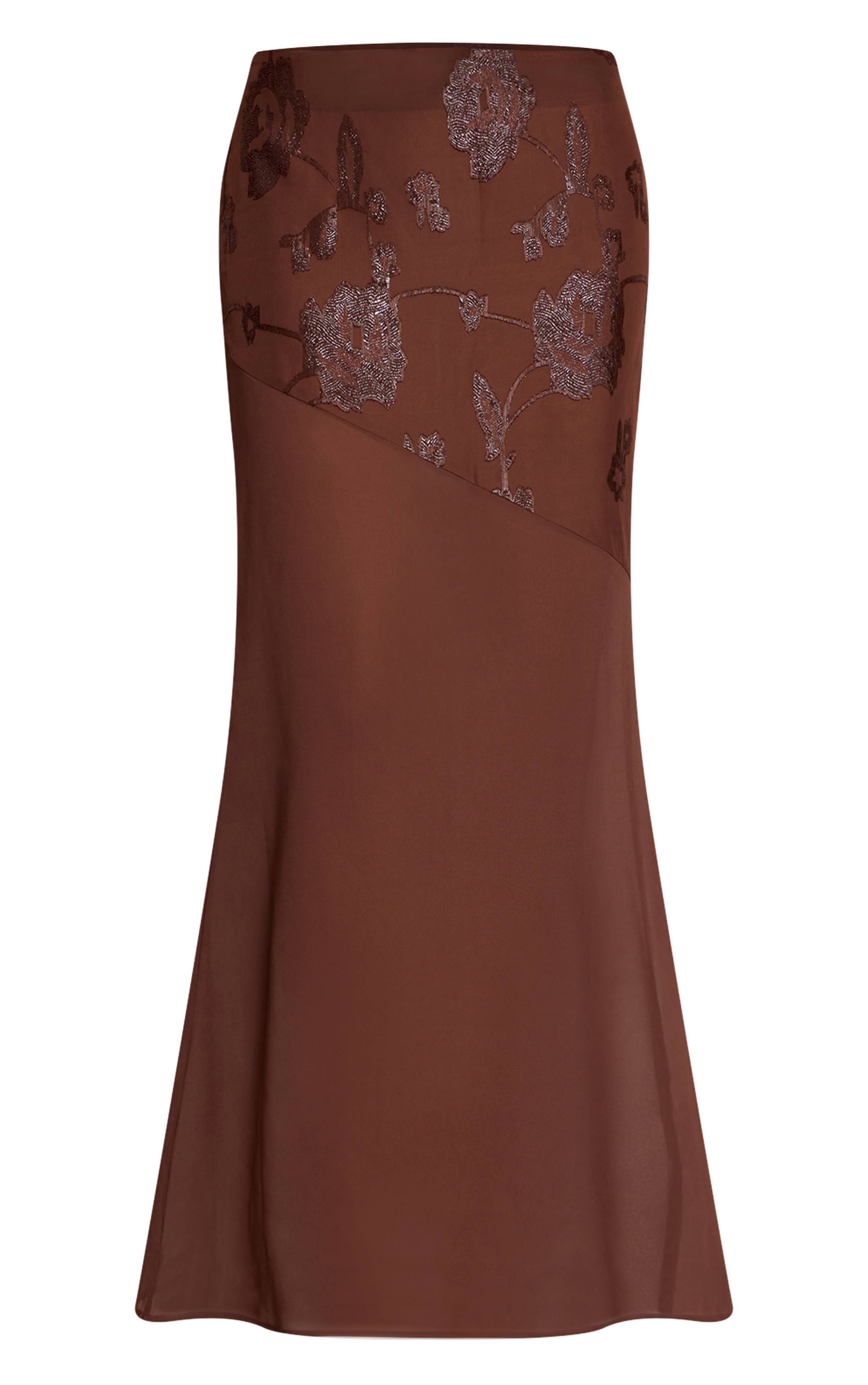 Chocolat Ensemble Maxi Taille Basse En Mousseline À Paillettes Florales