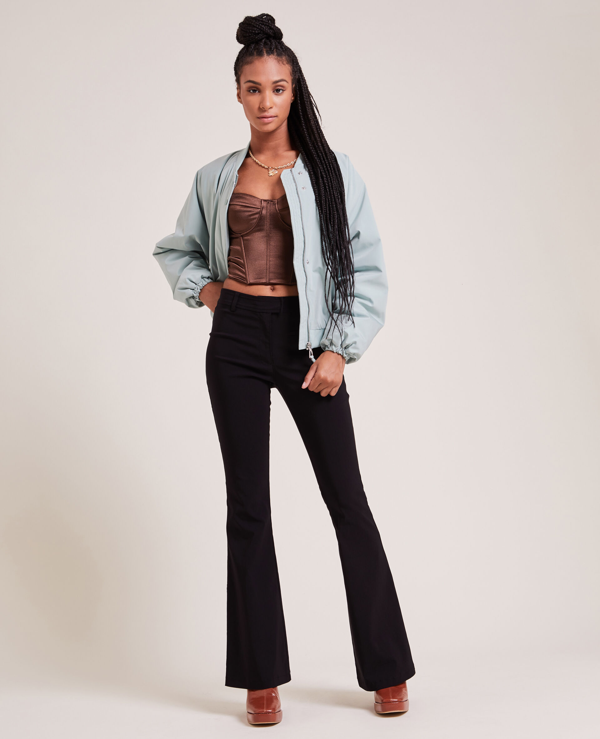 Pantalon flare taille haute - Noir