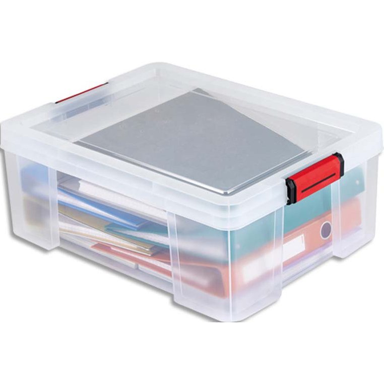 Bac de rangement clip n store sundis capacite 27 l robustesse 60 kg 2 poignees 2 prehensions laterales dim 50 x 39 x h20
