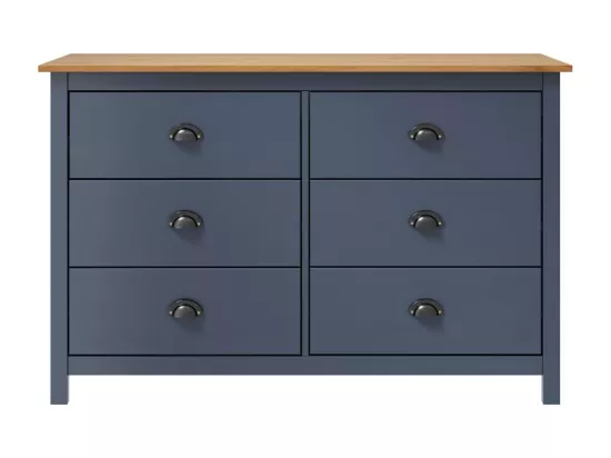 Buffet Hill Gris 125x40x80 cm Bois de pin solide