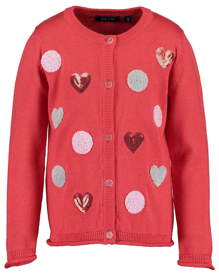 Strickjacke COLOR YOUR LIFE – HEARTS mit Pailletten in rot