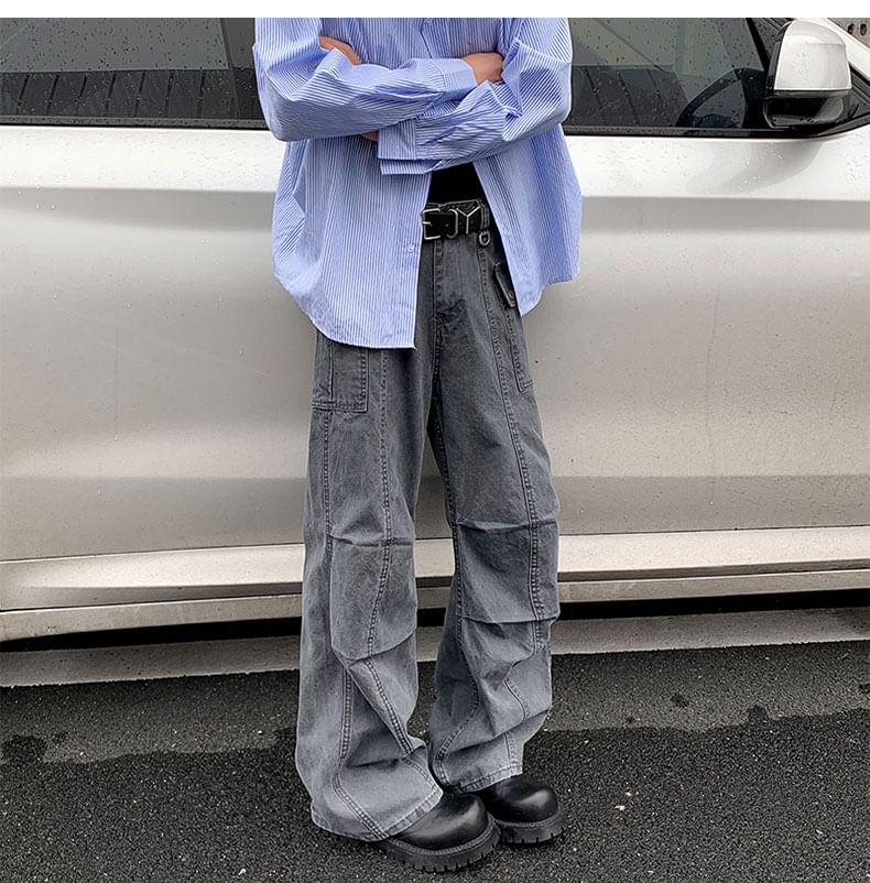 Filmas - Mid Rise Washed Wide Leg Cargo Pants