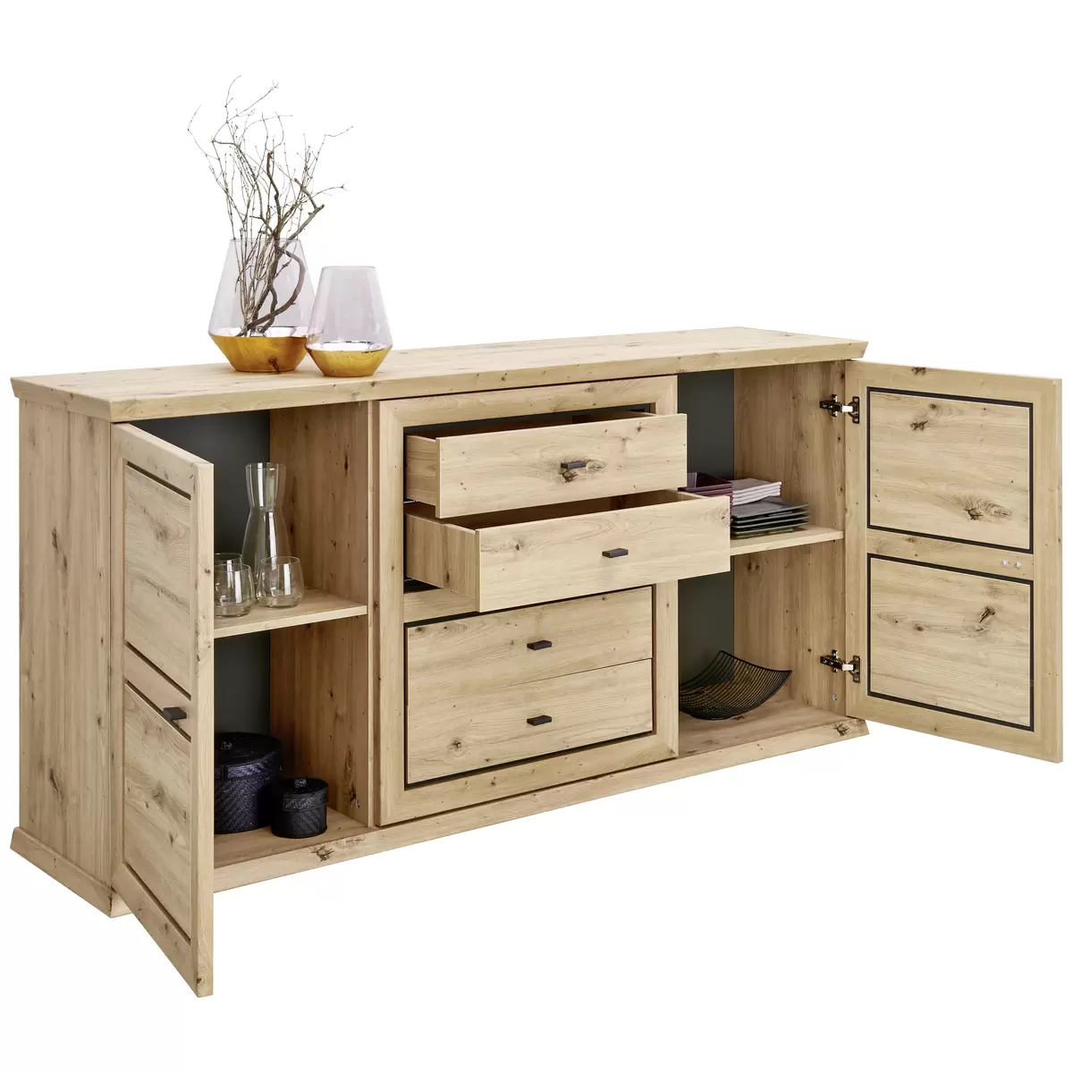 Sideboard Harvey schwarz,Eiche