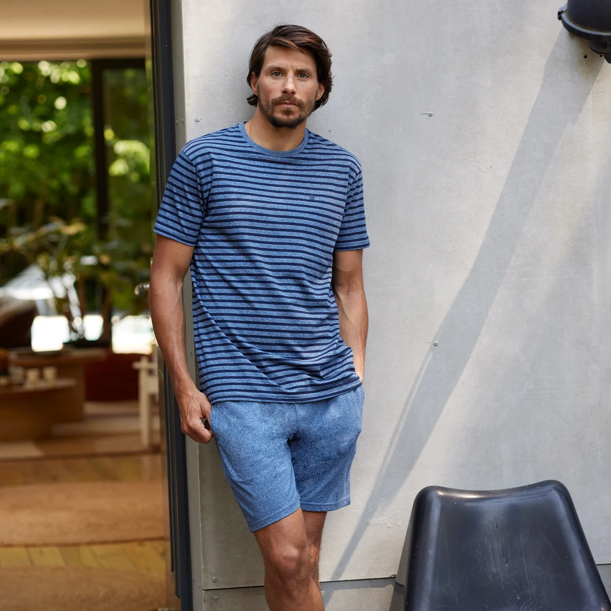 Pyjama homme HOME bleu clair/rayé