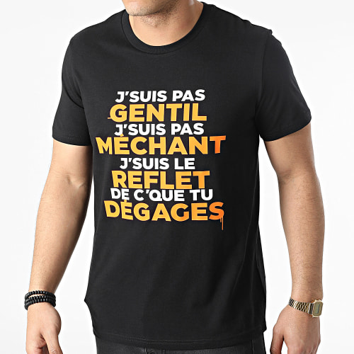 Tee Shirt Gentil Méchant Noir Orange