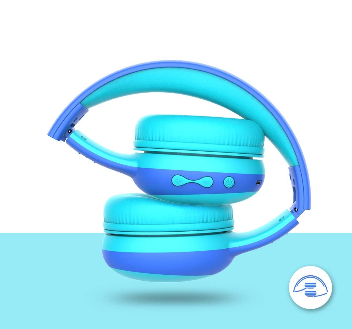 Kinder Kopfhörer 3.5mm Klinke On-Ear 85dB Begrenzte Lautstärke Grössenverstellbar mit Katzenohren - Blau
