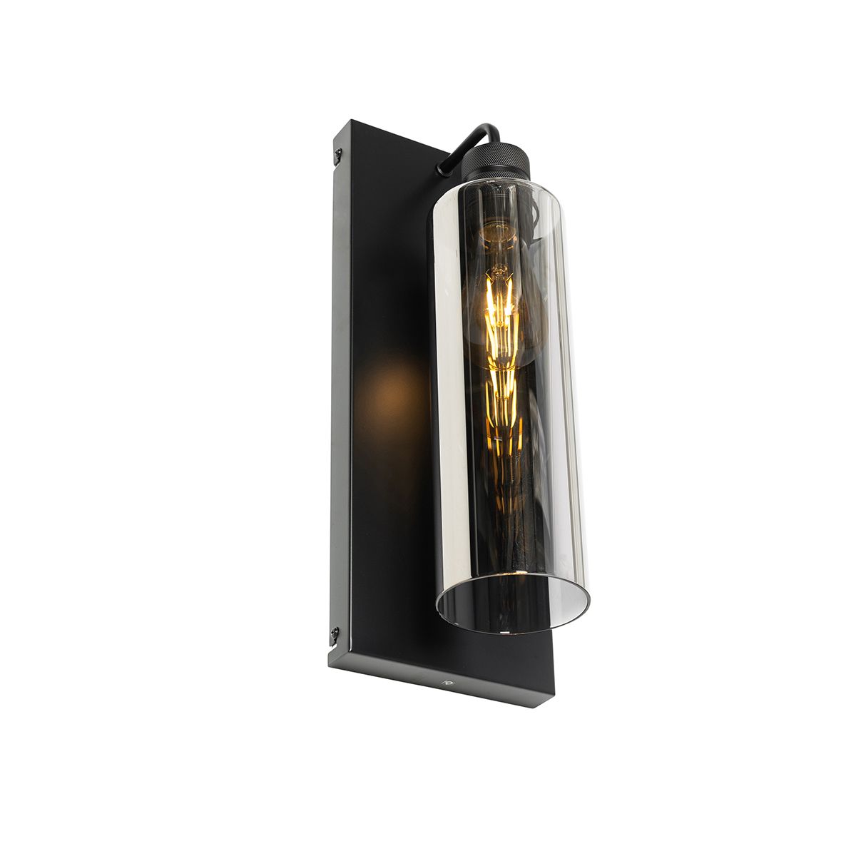 Moderne wandlamp zwart met smoke glas - Stavelot
