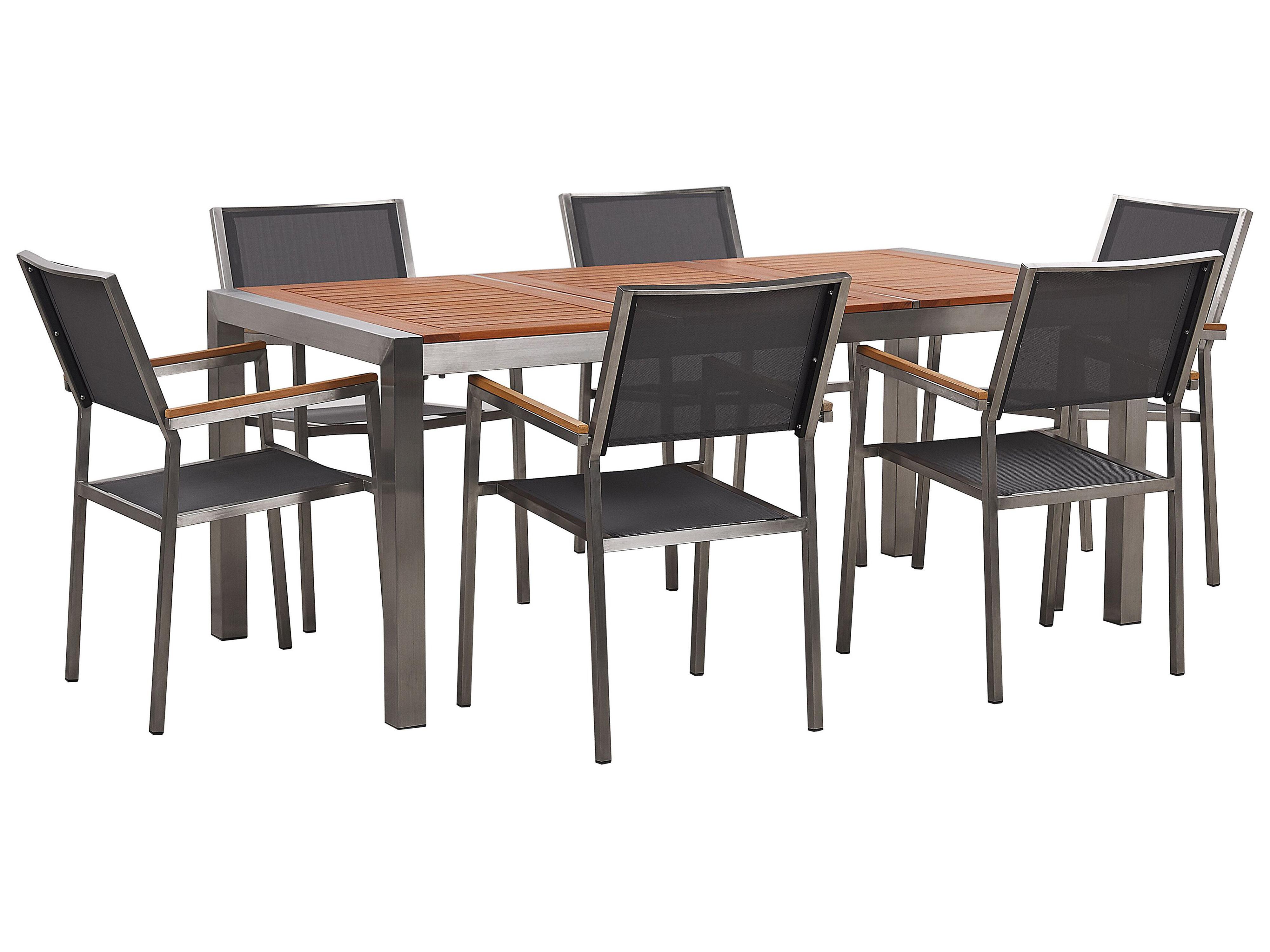 Tuinset 6-zits GROSSETO Eucalyptushout Bruin/grijs
