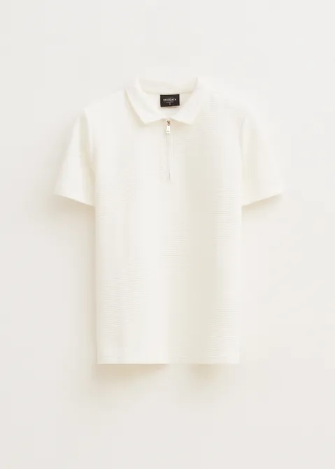 Polo half zip off-white (WIT.O)