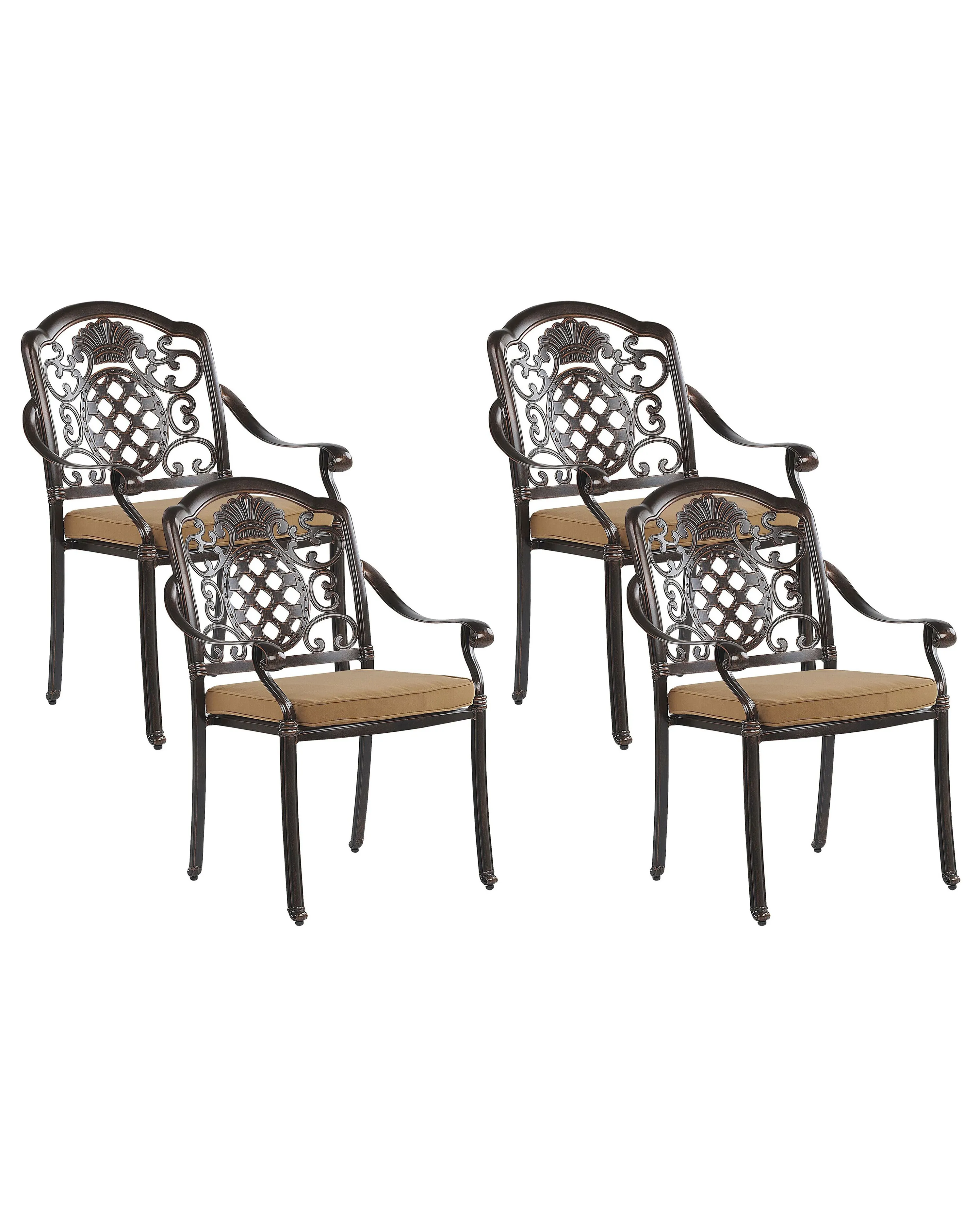 Set van 4 stoelen met zitkussen SALENTO Metaal Donkerbruin