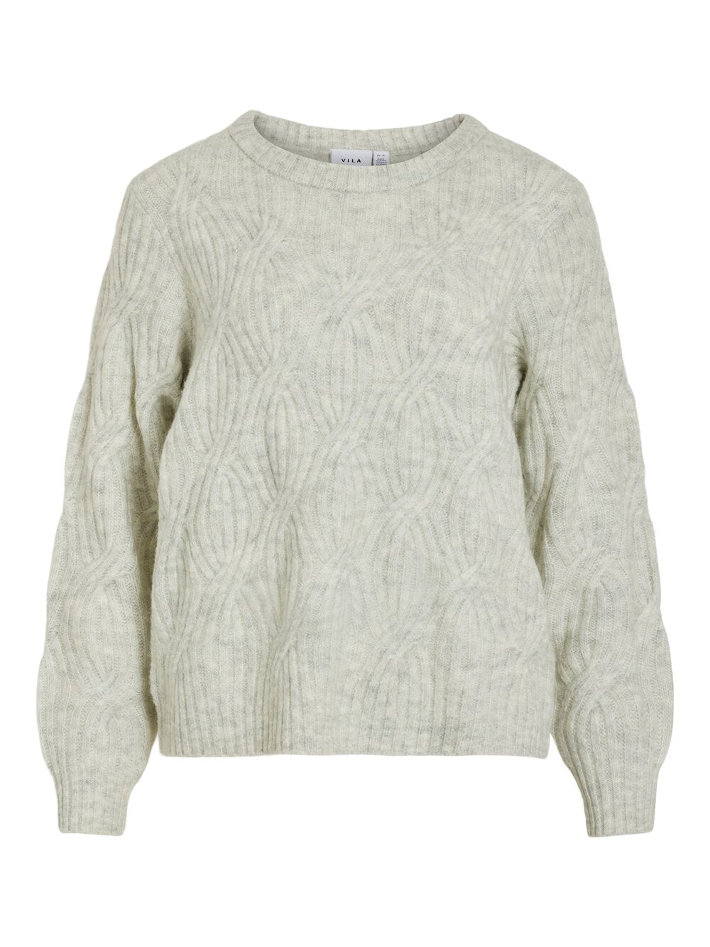 Vila  Viella o-neck striktrøje - Light Grey Melange