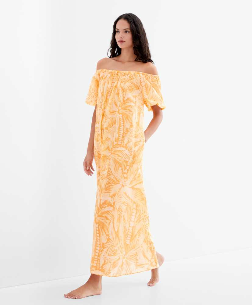 Vestido ombro a ombro, 100% algodão