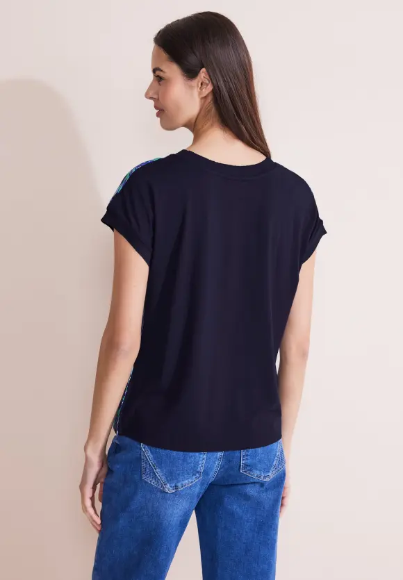 Materialmix T-Shirt - intense aqua