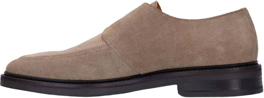 Manfield Heren Taupe suède gespschoenen
