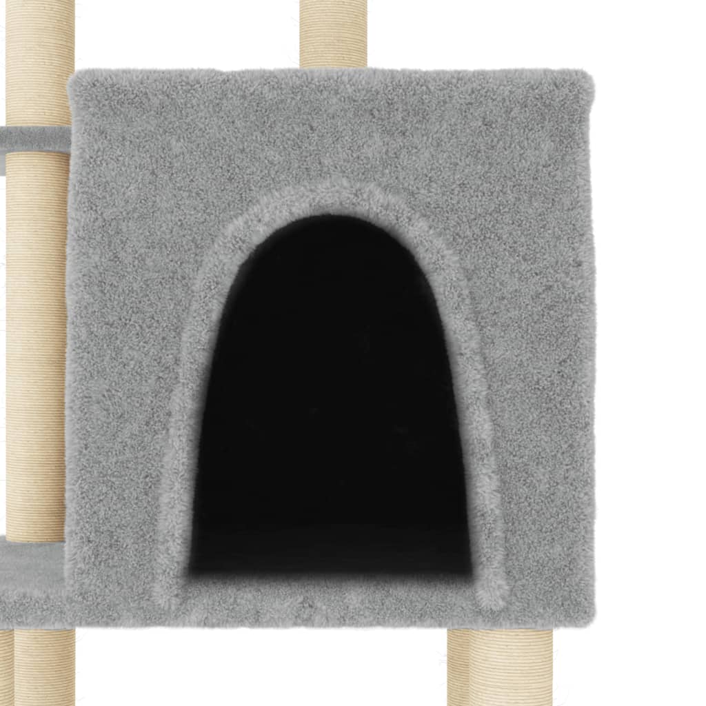 Arranhador para gatos vidaXL com hastes de sisal cinza claro, 97 cm