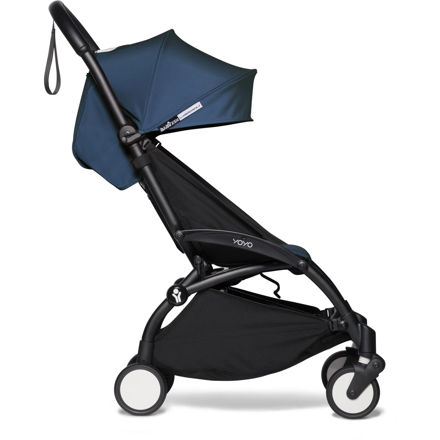 BABYZEN Kinderwagen YOYO2 6+ Black mit Textilset Air France Blue