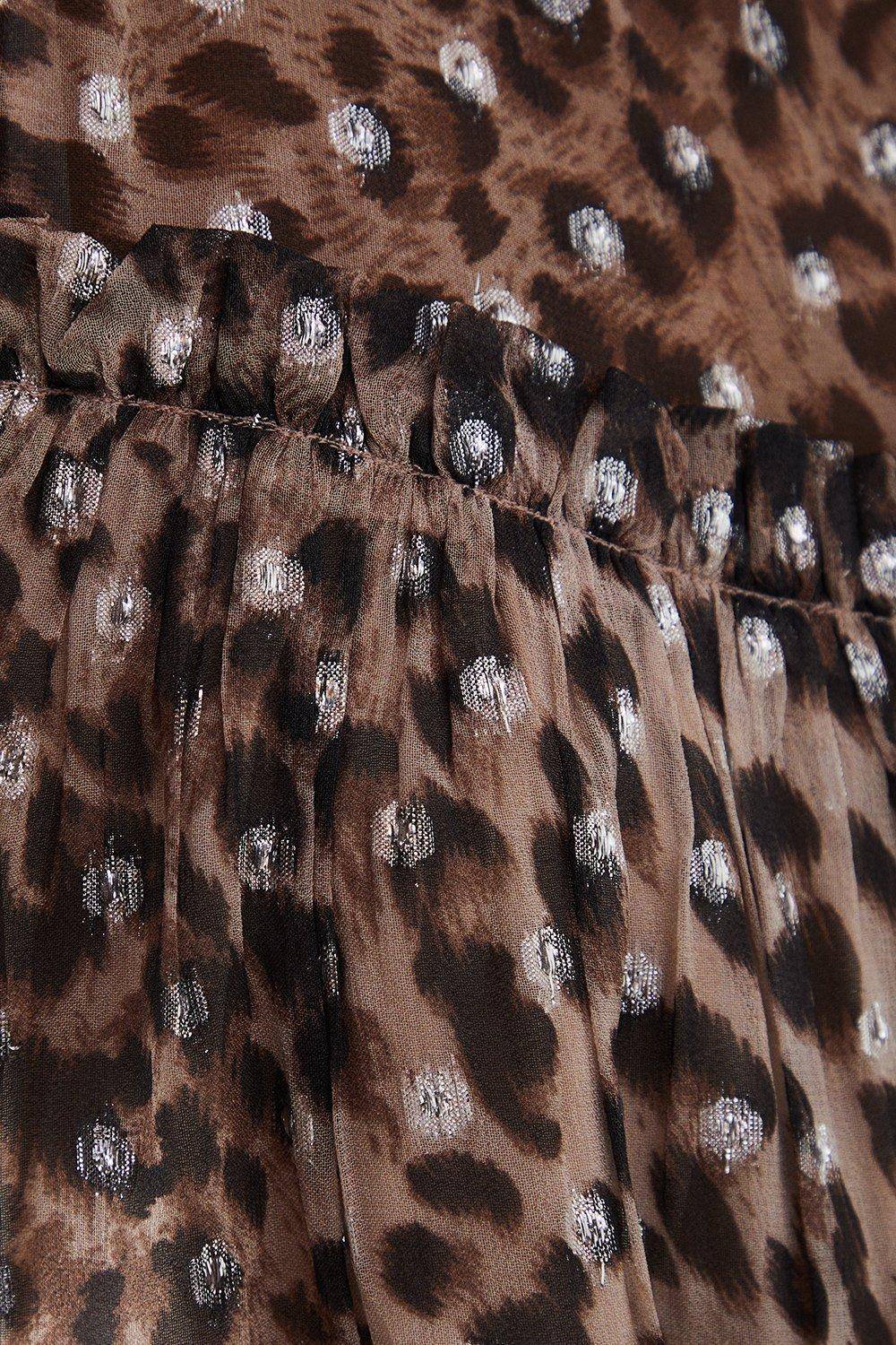 Warehouse Robe Mini à Manches Évasées en Jacquard Dobby Métallisé