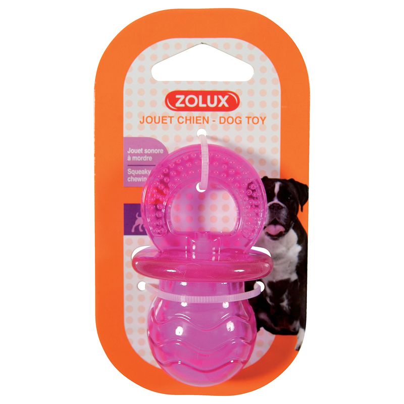 Jouet Zolux Tétine Pop, rose pour chien