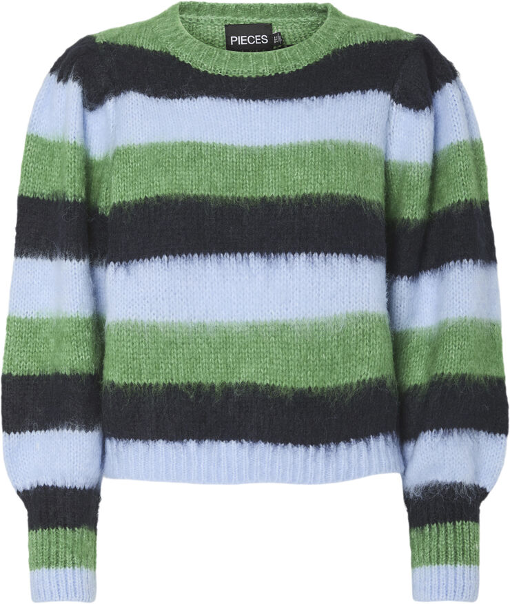Pieces PCFICCA LS SHORT KNIT D2D FSY Fern green/navy blazer/cashmere blu
