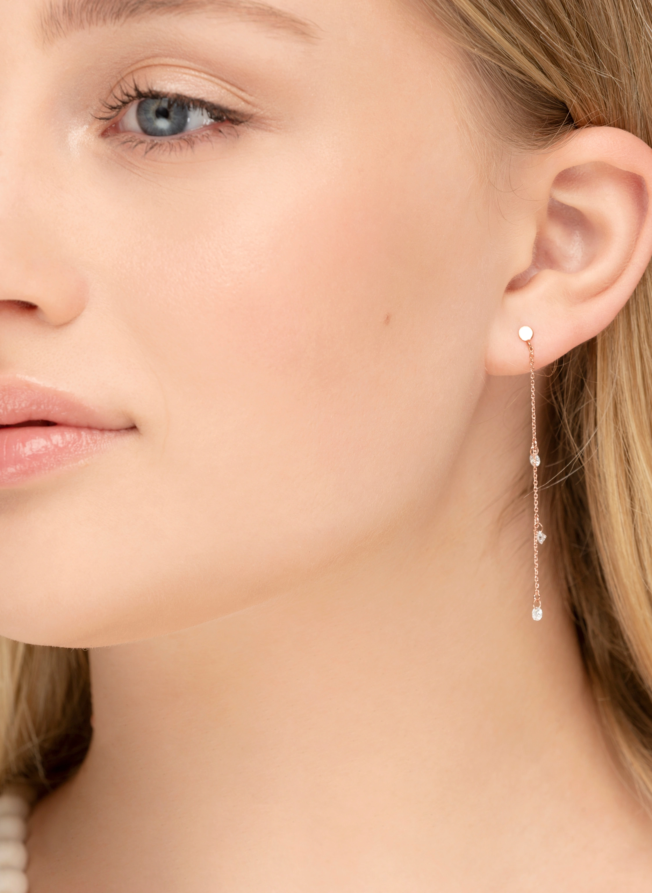 Leaf Ohrringe PURE CHAIN aus 18 Karat Rosébgold mit Diamanten