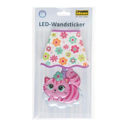 Idena LED Wandsticker Lampe Katze, ca. 21 x 13 cm