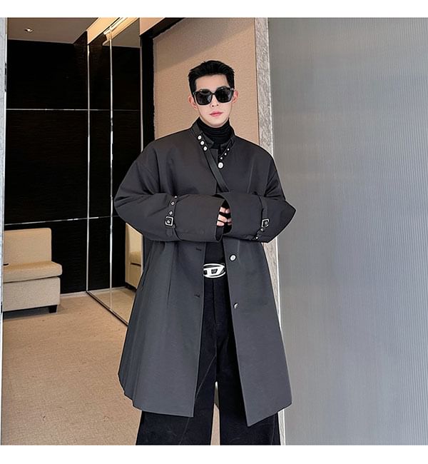 Freehop - Effen lange enkelrijs trenchcoat