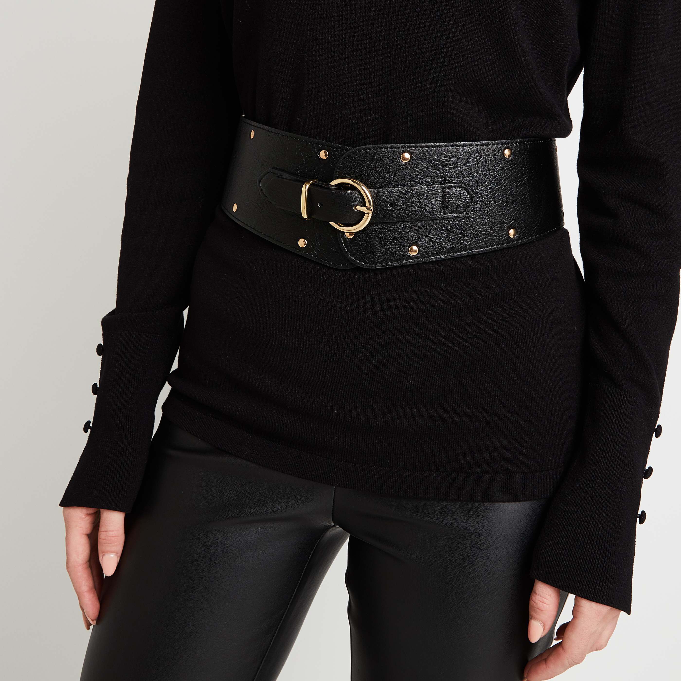 Ceinture large élastiquée femme - NOIR