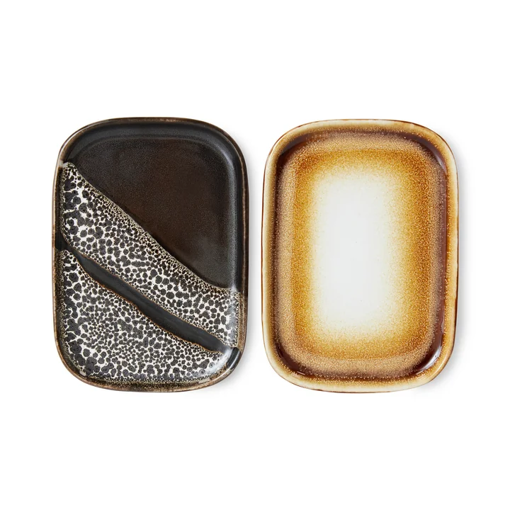 HKliving - 70's Tablett, 10,5 x 14,5 cm, mojave (2er-Set)