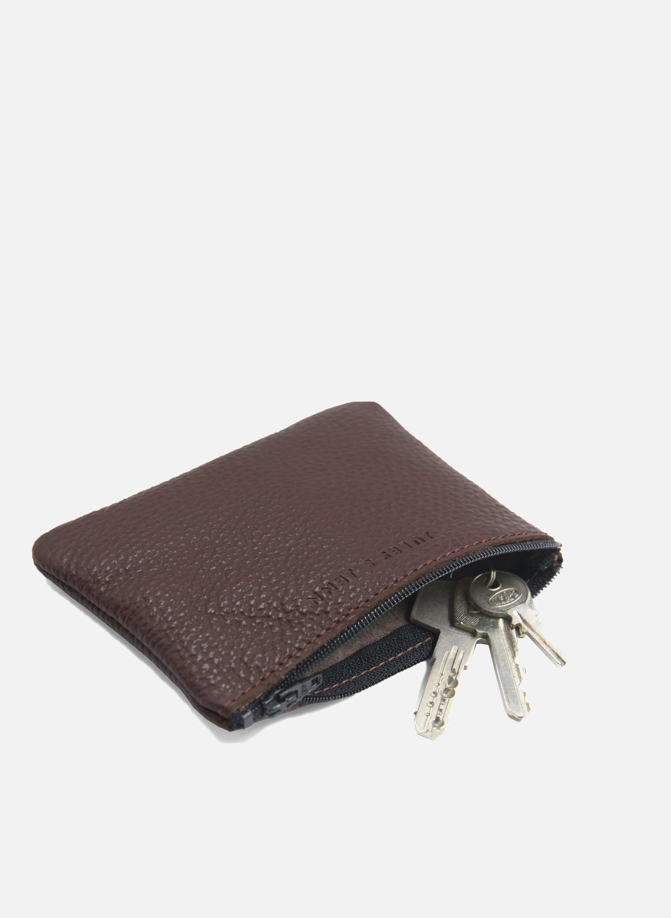 Pochette petit modèle cuir grainé | Marron