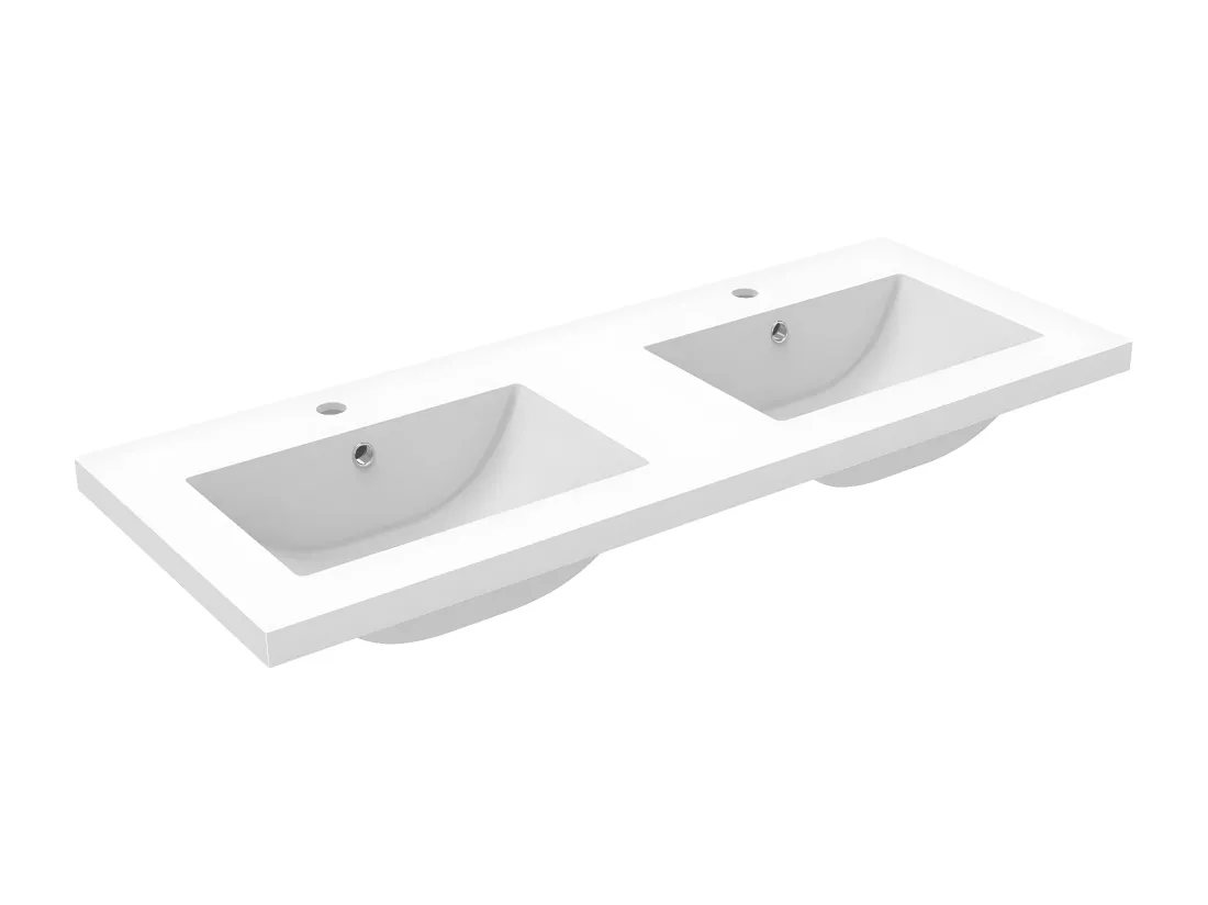 Aica vasque double Résine de synthèse blanc l.120 x P.46.5 cm vasque à encastrer