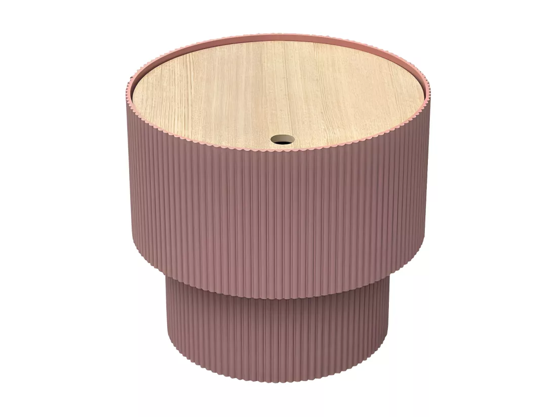 Sand I - Table d'appoint avec rangement en bois ø38,5cm - Terracotta