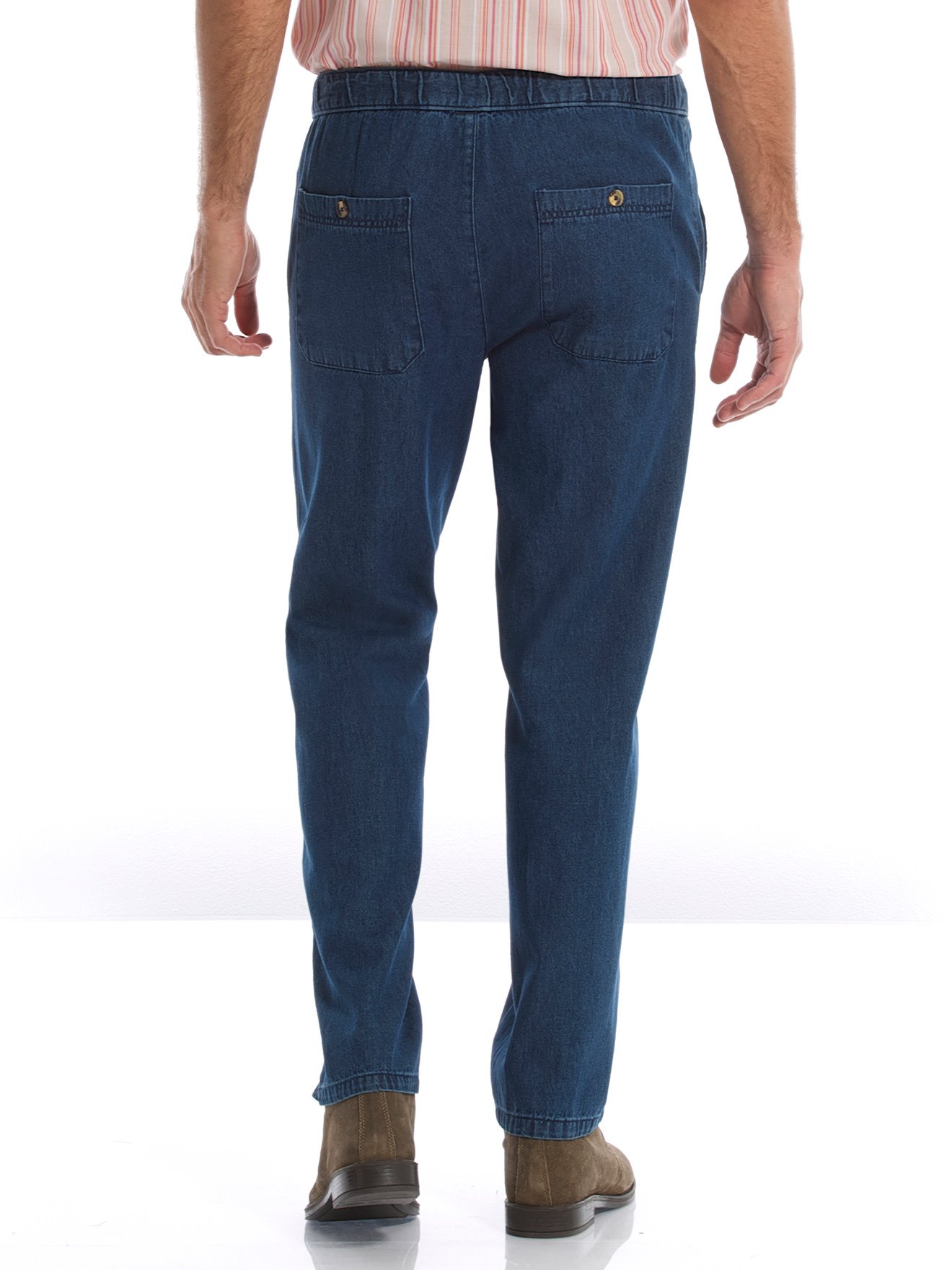 Jean droit pur coton taille élastiquée