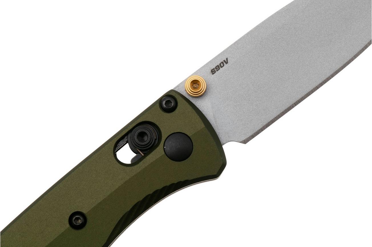 Benchmade Mini Bugout 533SL-10 Crushed Silver Cerakote CPM S90V, Woodland Green Aluminum, zakmes