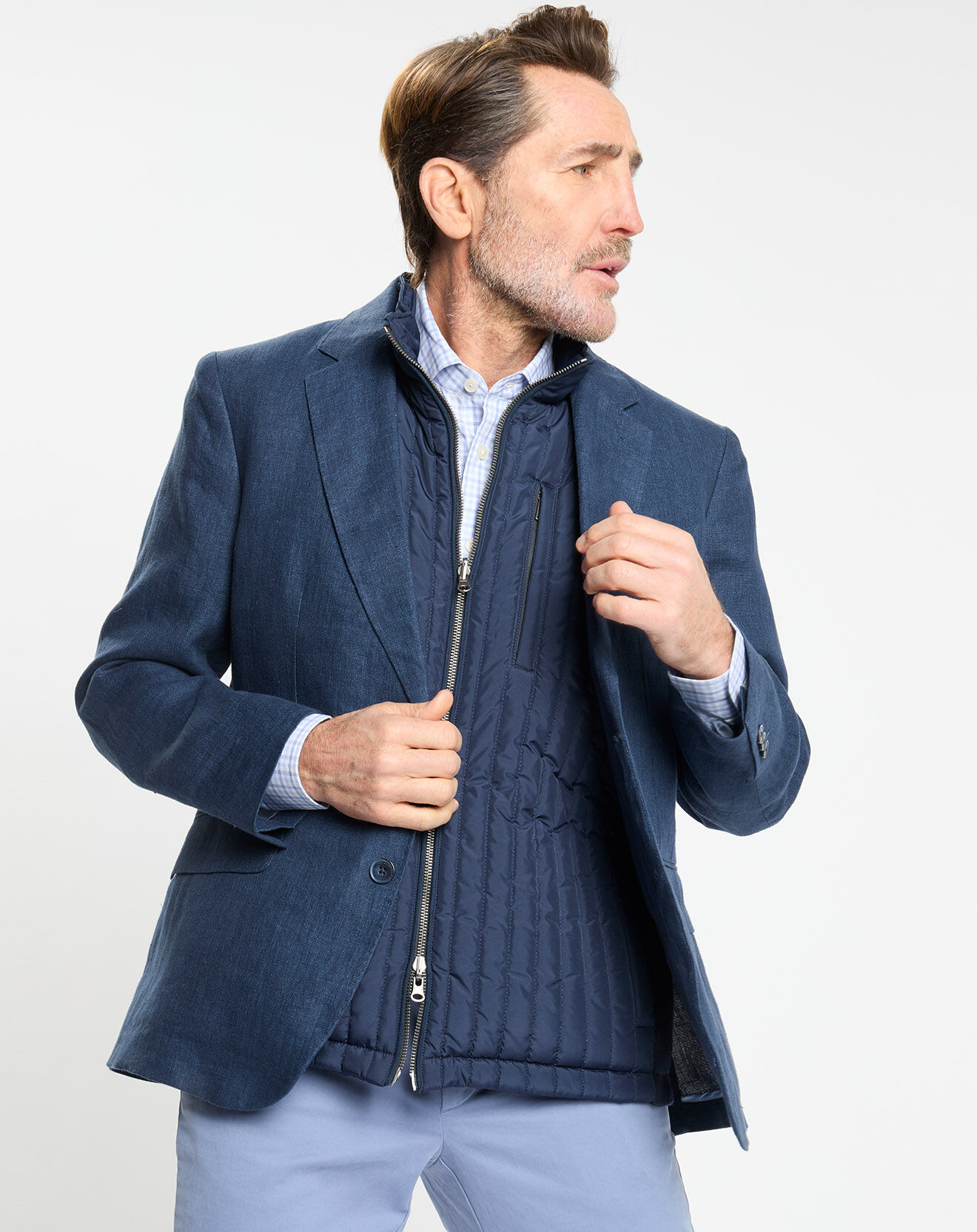 Hackett London Veste 100% Lin bleu foncé
