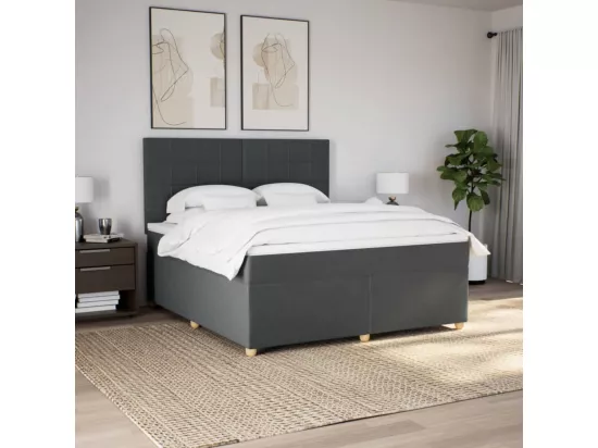 Sommier à lattes de lit avec matelas Gris foncé 180x200cm Tissu